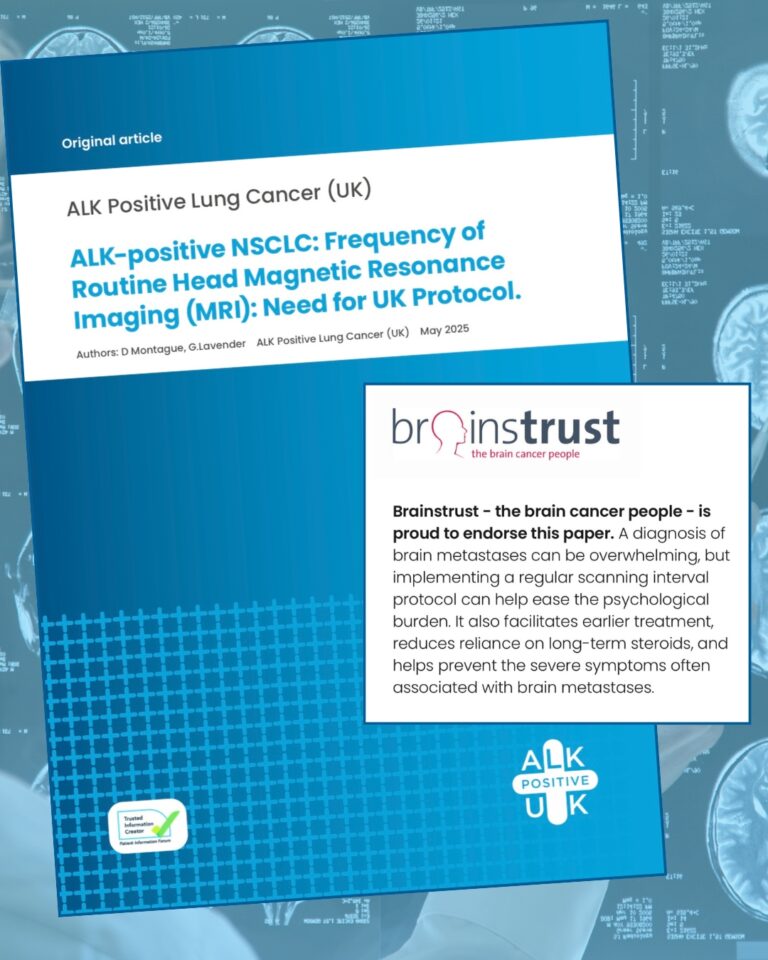 ALK Positive UK highlights the need for regular brain imaging in people with ALK+ lung cancer